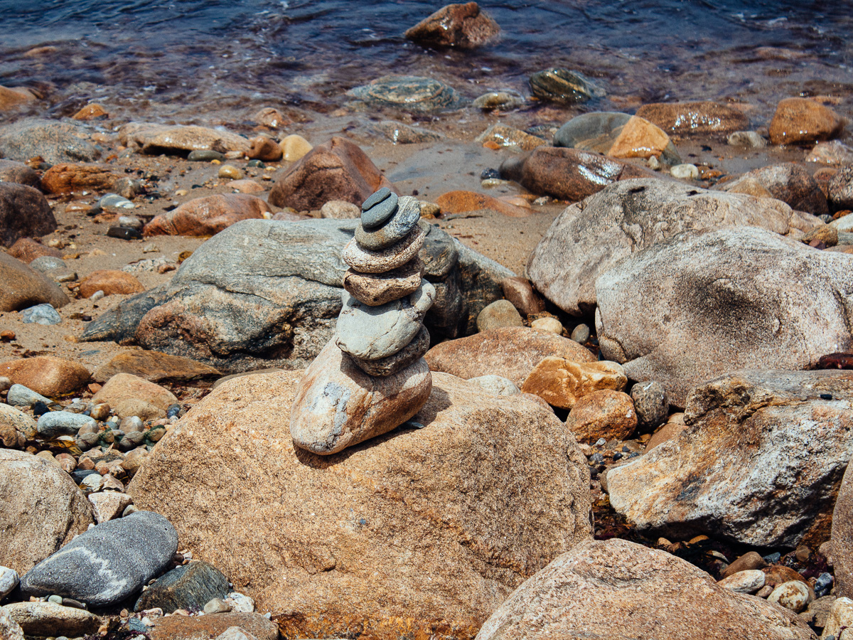 Rocks along the beach in Block Island